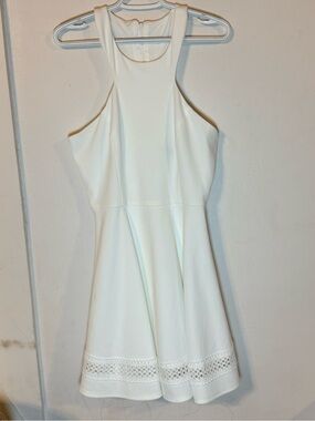B Darlin White Sleeveless Mini Dress with Crochet Hem